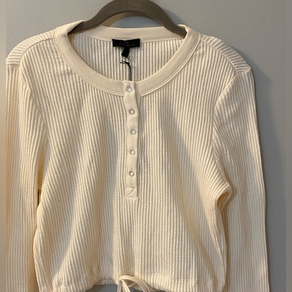 The Range Jumbo Stark Thermal Henley is cream. Waffle knit w/ snaps size small - Picture 4 of 7